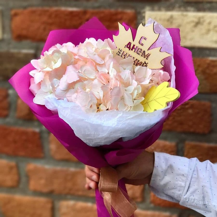 Букет из розовой Гортензии «Смущение»