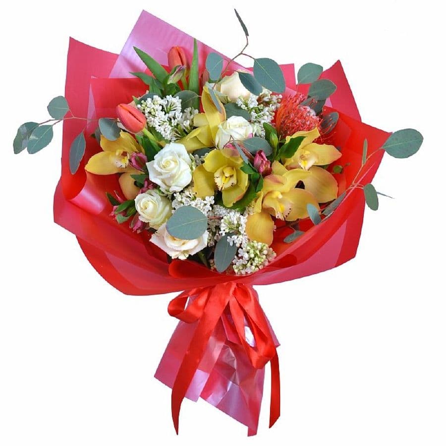 Букет из Орхидей, Роз и Сирени «Цветочная Феерия»