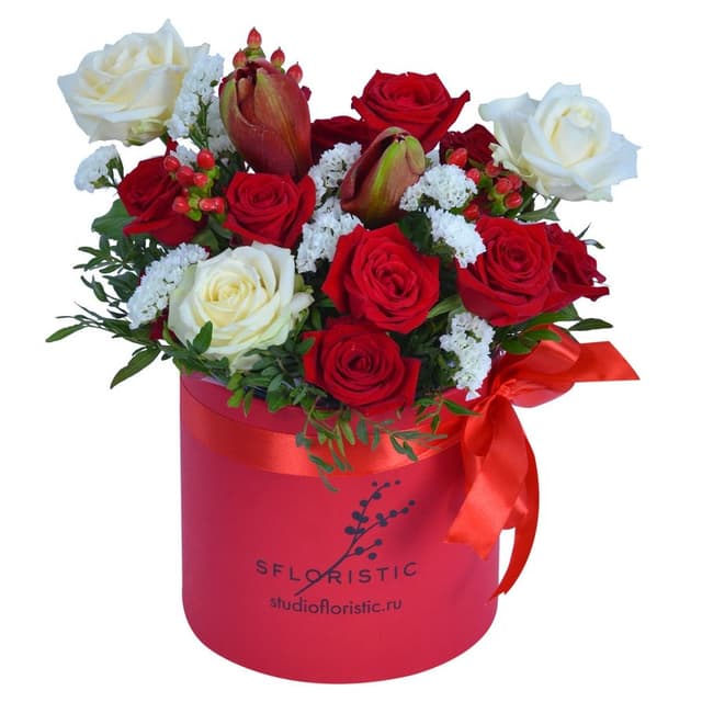 Композиция из Амариллиса и Розы в шляпной коробке «Тревоги души» Композиция из Амариллиса и Розы в шляпной коробке «Тревоги души»