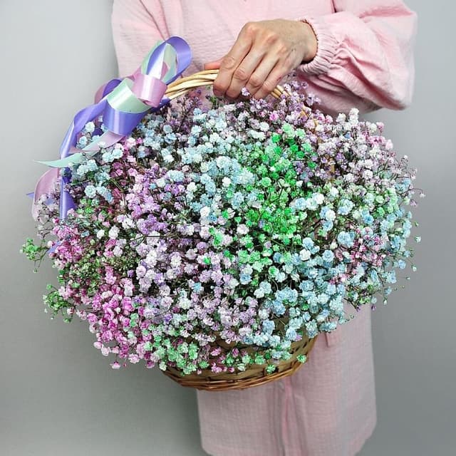 Композиция с Гипсофилой в корзине «Цветочный Микрокосмос» Композиция с Гипсофилой в корзине «Цветочный Микрокосмос»