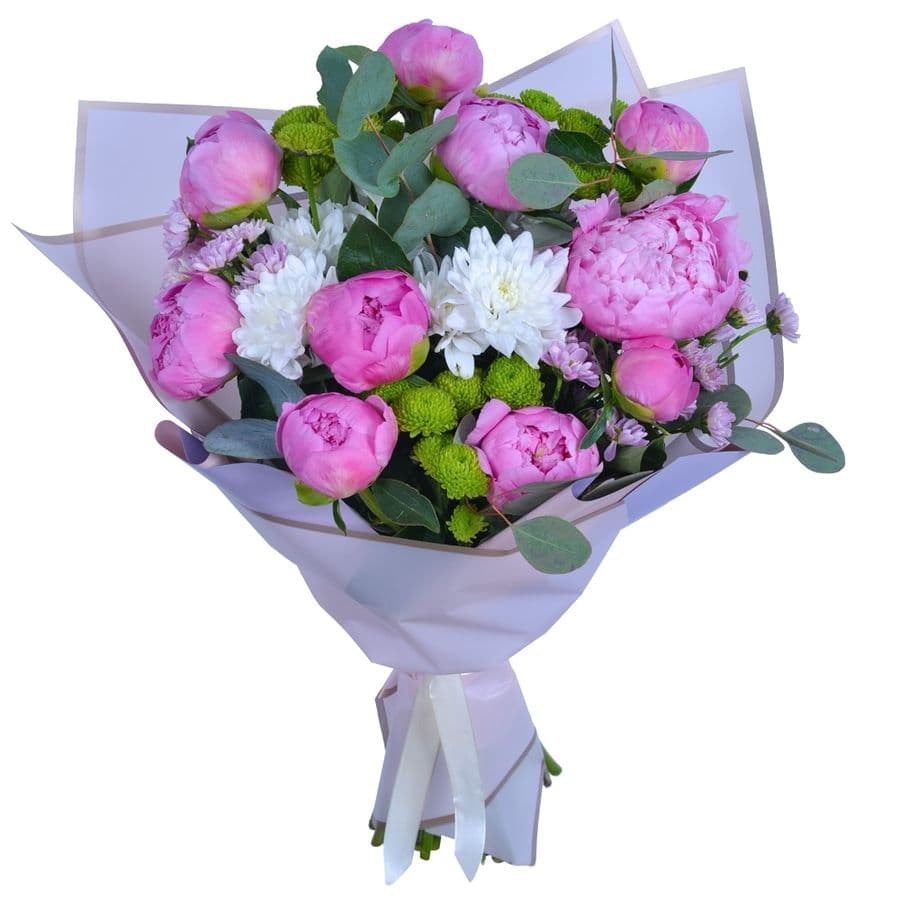Букет из Пионов и Хризантем «Внимание»