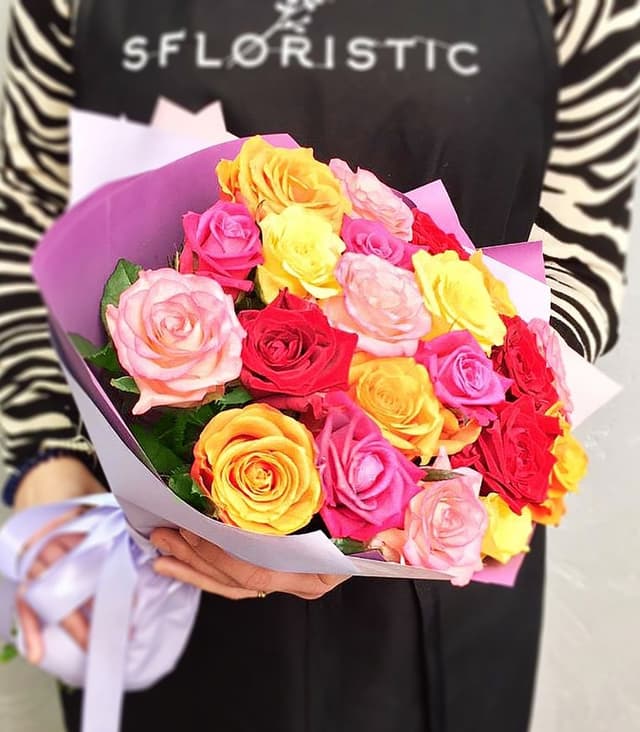 Букет Роз 60 см 25 шт микс «Ангельская улыбка» Букет Роз 60 см 25 шт микс «Ангельская улыбка»