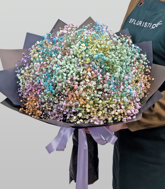 Букет из Радужной Гипсофилы «Веселой» Букет из Радужной Гипсофилы «Веселой»