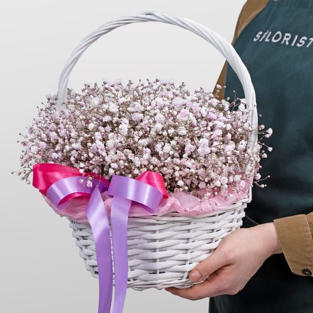 Композиция из розовых Гипсофил в корзине «Розовые облака» с доставкой по Москве Композиция из розовых Гипсофил в корзине «Розовые облака» с доставкой по Москве