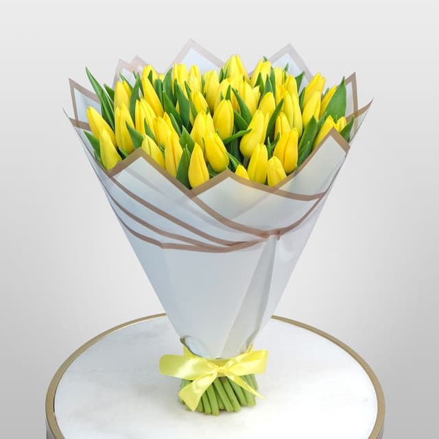 Букет из Тюльпанов 51шт «Солнечная улыбка» Букет из Тюльпанов 51шт «Солнечная улыбка»