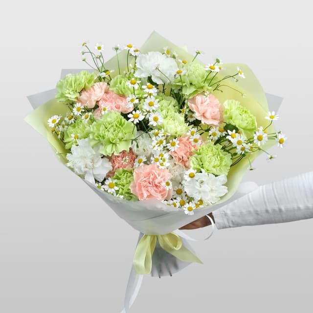 Букет из Гвоздик и Матрикарии «Ранняя Весна» Букет из Гвоздик и Матрикарии «Ранняя Весна»