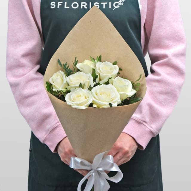 Букет из белых Роз 60 см «Феба» Букет из белых Роз 60 см «Феба»