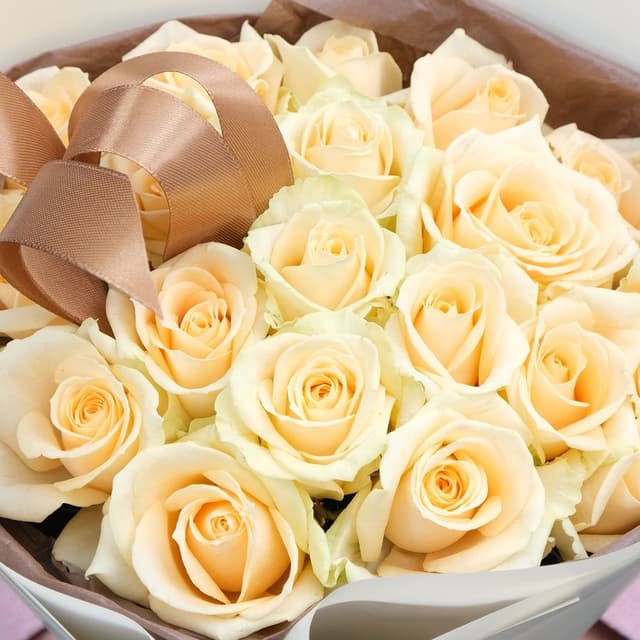 Букет из персиковых Роз 60 см «Капучино» Букет из персиковых Роз 60 см «Капучино»