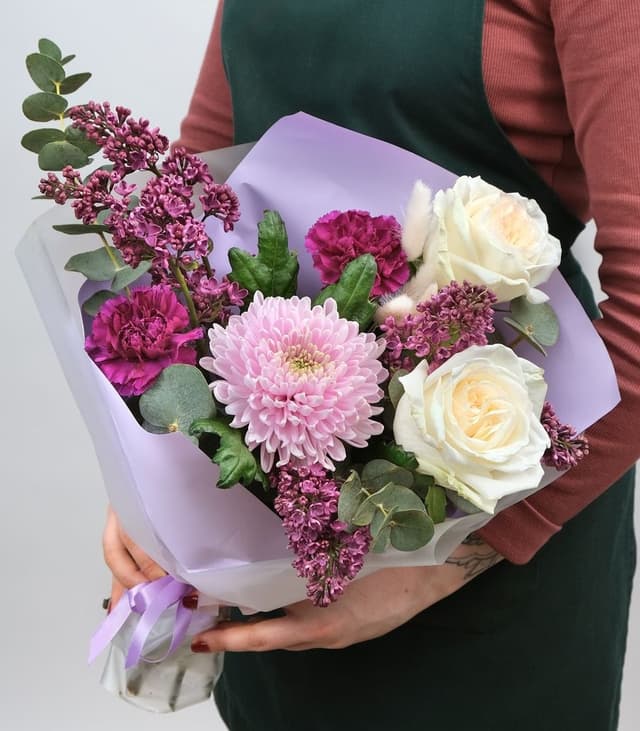 Букет из Роз, Хризантемы и Гвоздики «Персефона» Букет из Роз, Хризантемы и Гвоздики «Персефона»