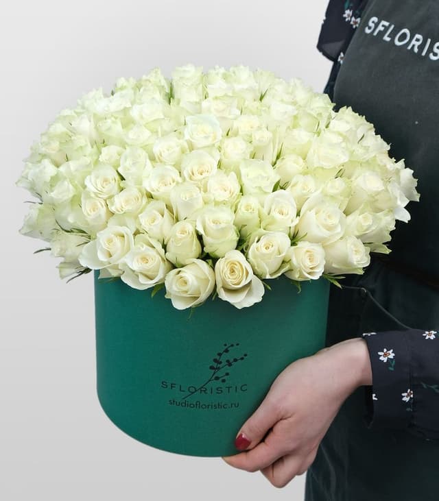 Композиция из Роз 101 шт 40 см «Утренняя роса» Композиция из Роз 101 шт 40 см «Утренняя роса»