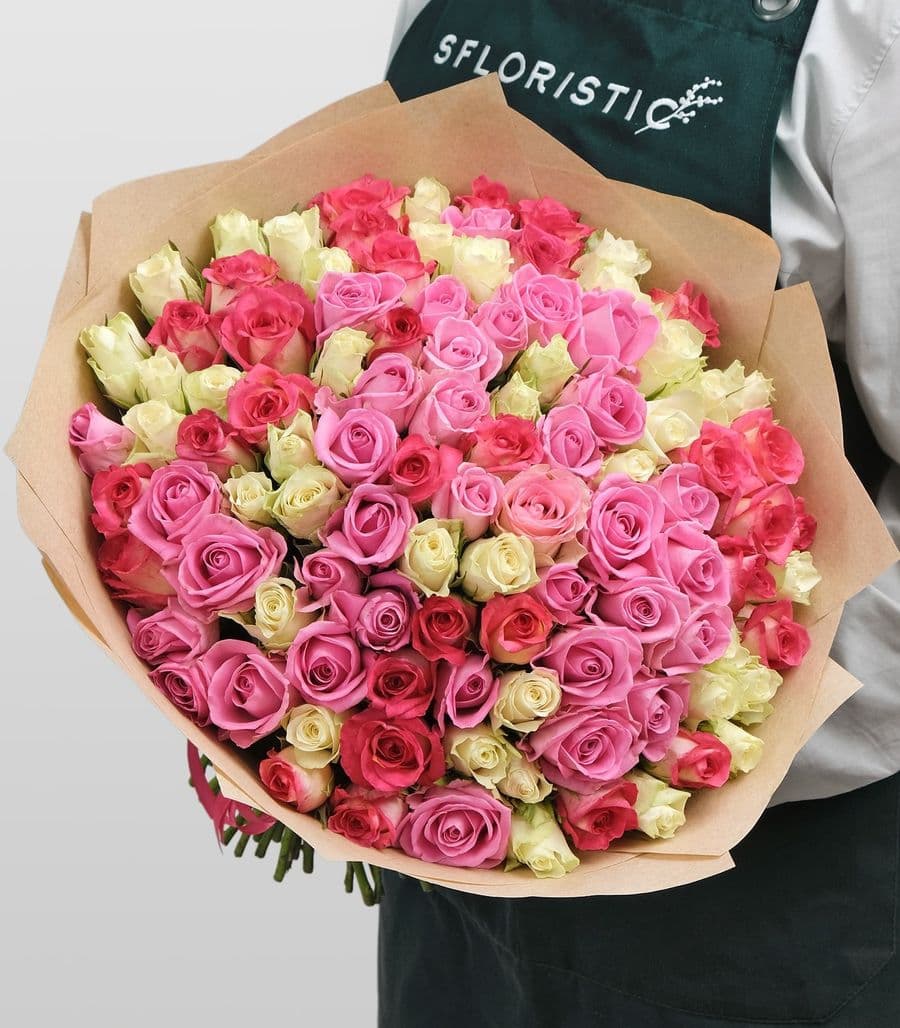 Букет из кенийских Роз 101 шт 40 см «Аннабет»