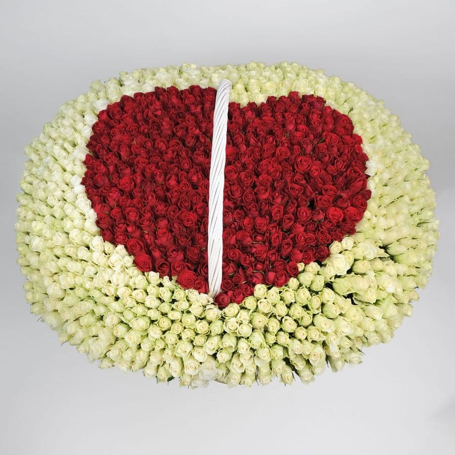 Букет из кенийских Роз 1001 шт «Пламенное Сердце»