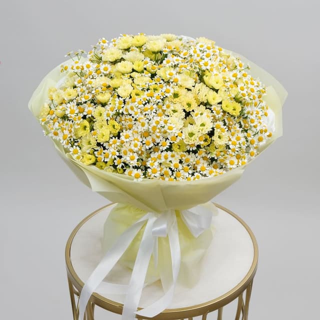 Букет из Матрикарии и Хризантемы «Лучистое солнышко» Букет из Матрикарии и Хризантемы «Лучистое солнышко»