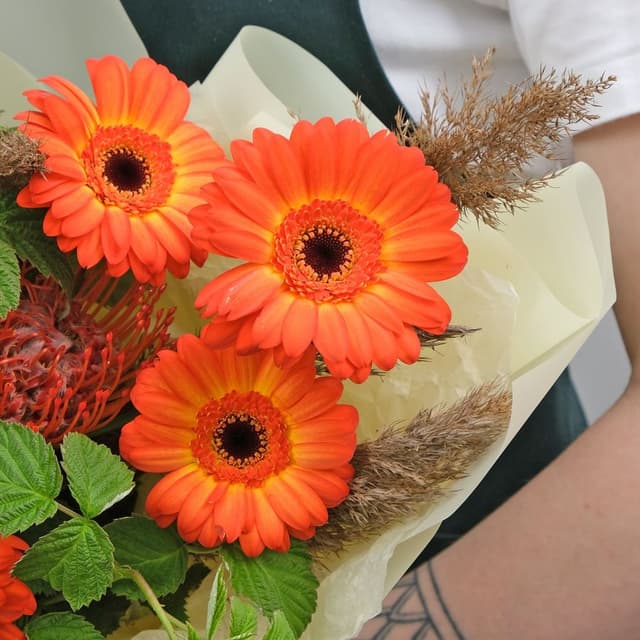 Букет из Гвоздики, Маттиолы и Гермини «Солнечный Презент» Букет из Гвоздики, Маттиолы и Гермини «Солнечный Презент»