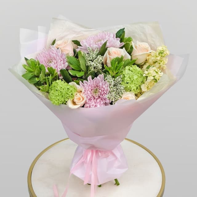 Букет из Роз, Хризантемы и Маттиолы «Сладкая Любовь» Букет из Роз, Хризантемы и Маттиолы «Сладкая Любовь»