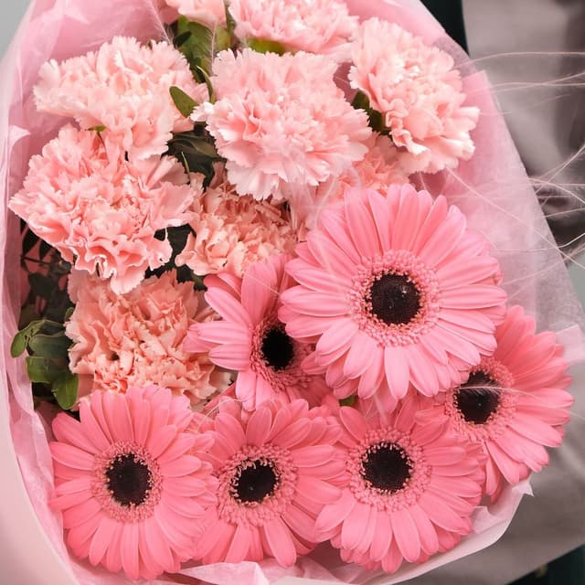 Букет из Гермини и Гвоздики «Розовая карамелька» Букет из Гермини и Гвоздики «Розовая карамелька»