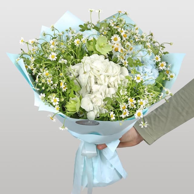 Букет из Гортензий и Ромашек «Легкий ветерок» Букет из Гортензий и Ромашек «Легкий ветерок»