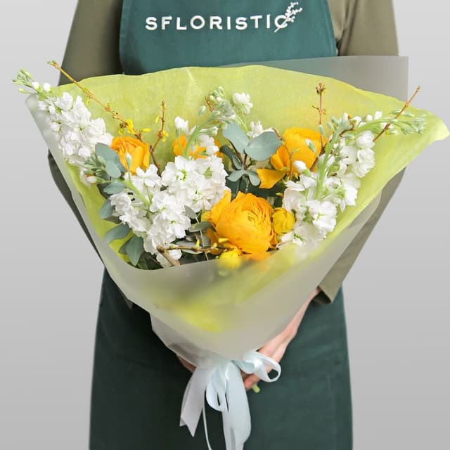 Букет из Ранункулюсов и Маттиолы «Лимончелло» Букет из Ранункулюсов и Маттиолы «Лимончелло»
