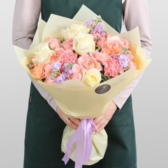 Букет из Роз, Гвоздик и Маттиолы «Твое тепло» Букет из Роз, Гвоздик и Маттиолы «Твое тепло»