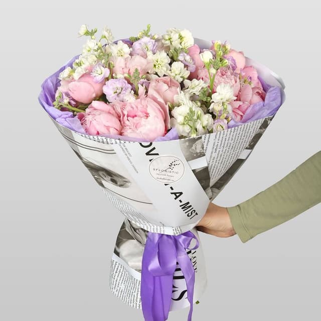 Букет из Пионов и Маттиолы «Ванильное облако» Букет из Пионов и Маттиолы «Ванильное облако»