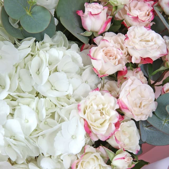 Букет из кустовой Розы и Гортензии «Признание в чувствах» Букет из кустовой Розы и Гортензии «Признание в чувствах»