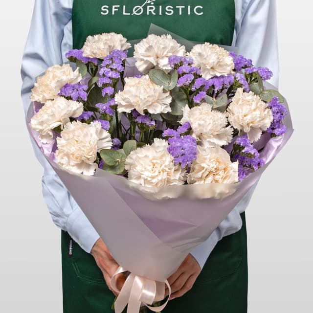 Букет из Диантуса и Статицы «Призрачный Вечер» Букет из Диантуса и Статицы «Призрачный Вечер»