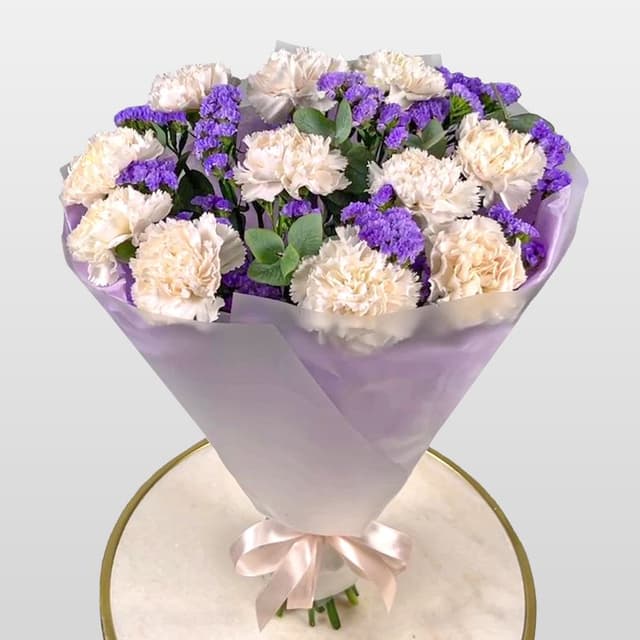 Букет из Диантуса и Статицы «Призрачный Вечер» Букет из Диантуса и Статицы «Призрачный Вечер»