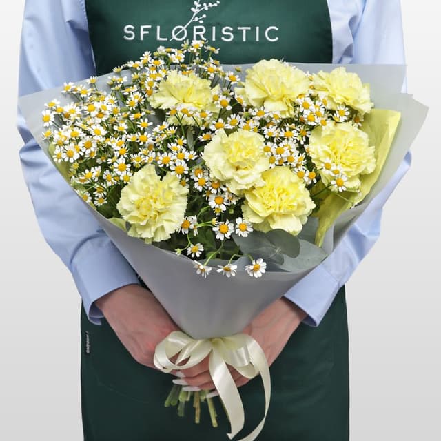 Букет из Гвоздик и Ромашек «Теплый полдень» Букет из Гвоздик и Ромашек «Теплый полдень»