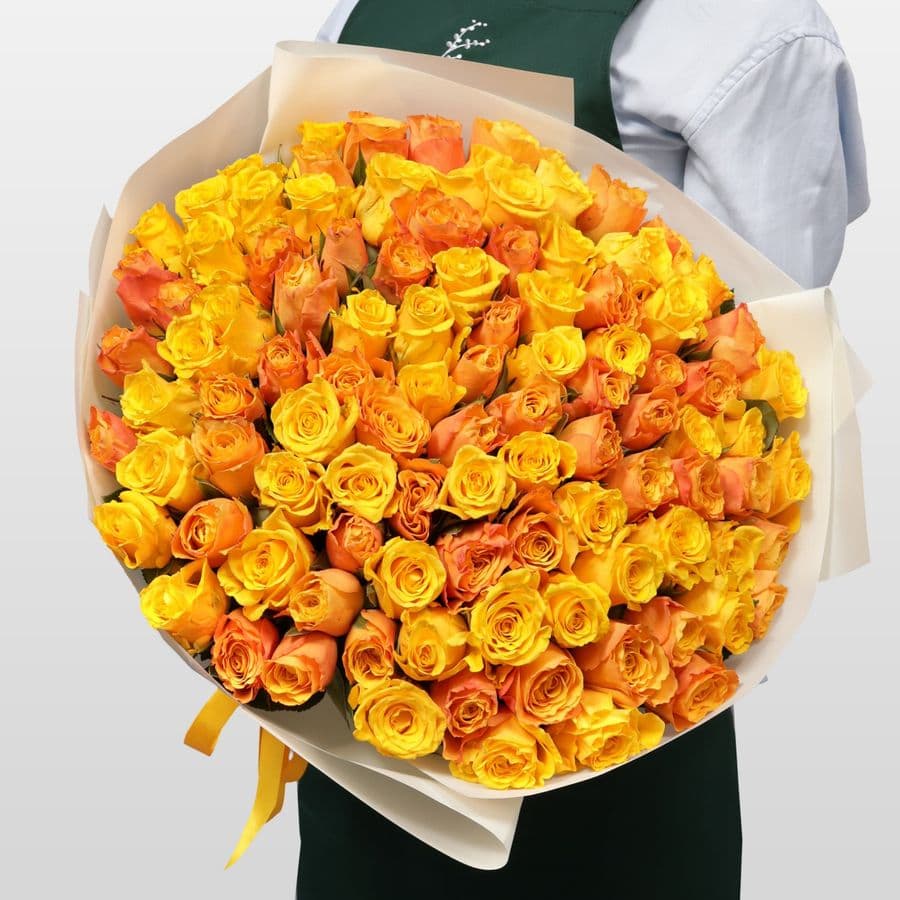 Букет Роз Кения 101 шт «Солнечная история»