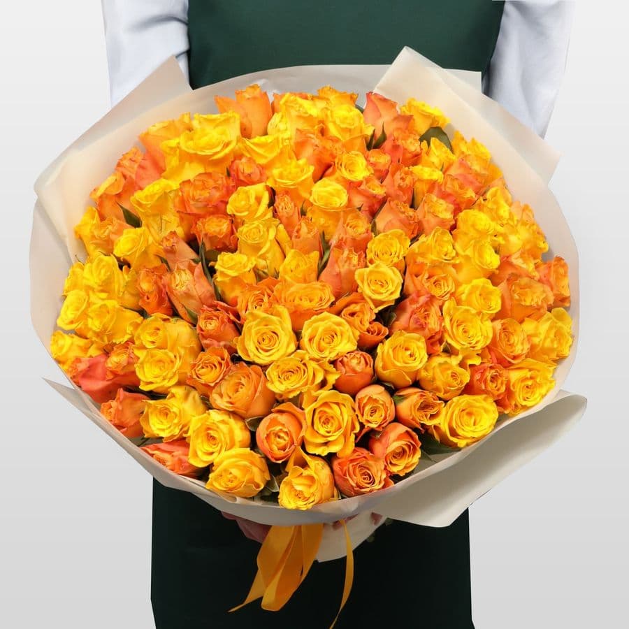 Букет Роз Кения 101 шт «Солнечная история»