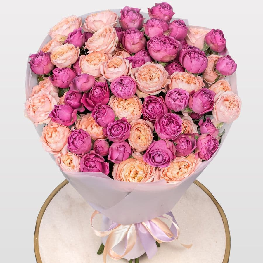 Букет Кустовых Роз «Малиновая заря»