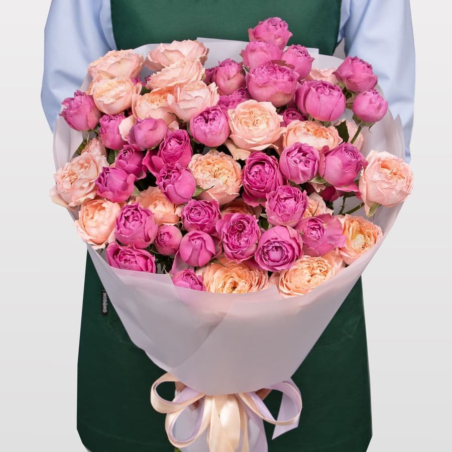 Букет Кустовых Роз «Малиновая заря»