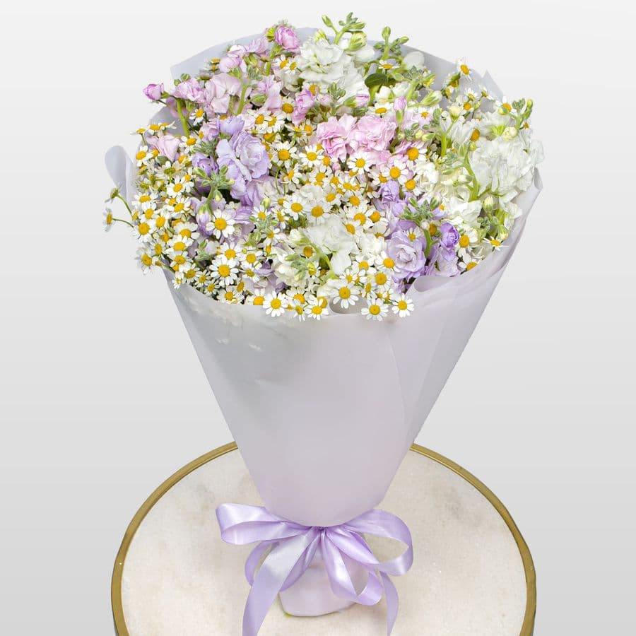 Букет из Ромашек и Маттиолы «Дикий Мед»