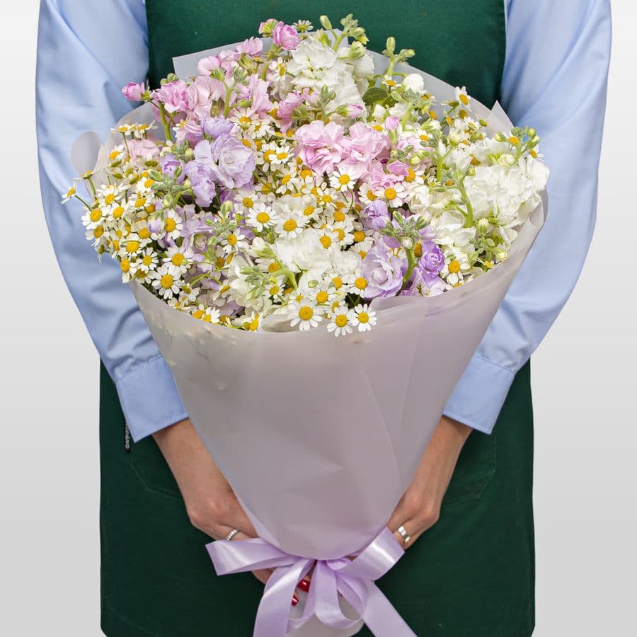 Букет из Ромашек и Маттиолы «Дикий Мед»