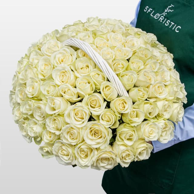 Композиция из Роз Кения 60 см в корзине «Молочная Ваниль» Композиция из Роз Кения 60 см в корзине «Молочная Ваниль»