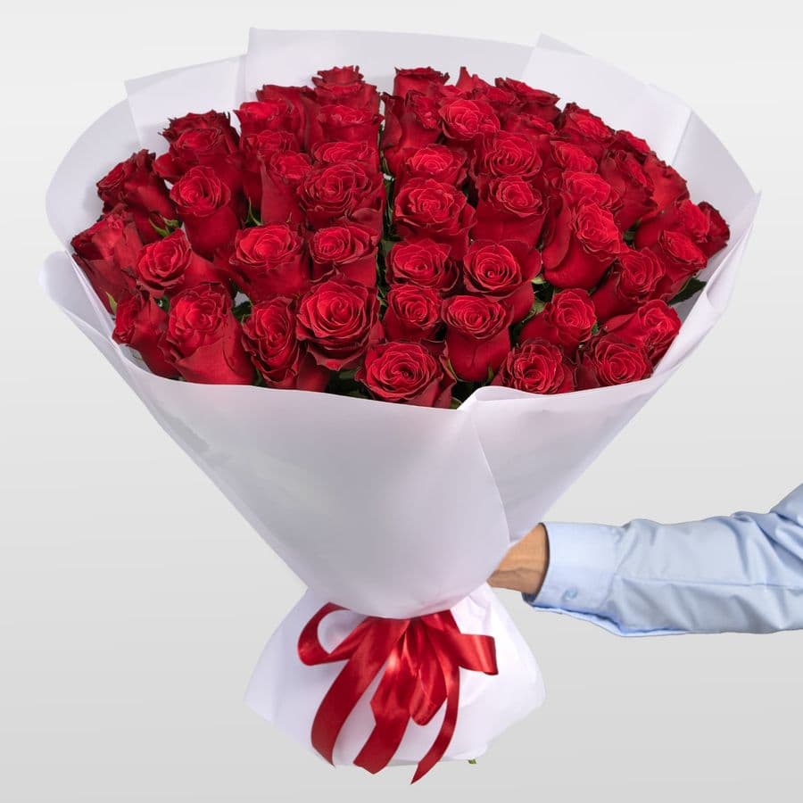 Букет Роз Кения 60 см 51 шт «Вечер в Бордо»