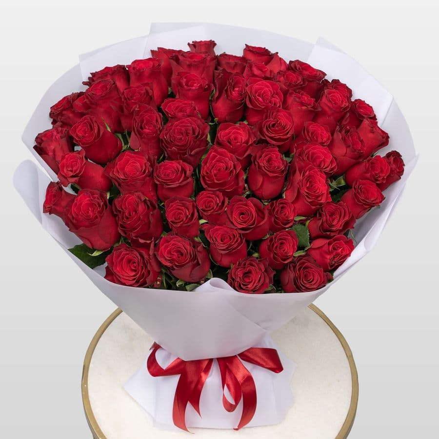 Букет Роз Кения 60 см 51 шт «Вечер в Бордо»