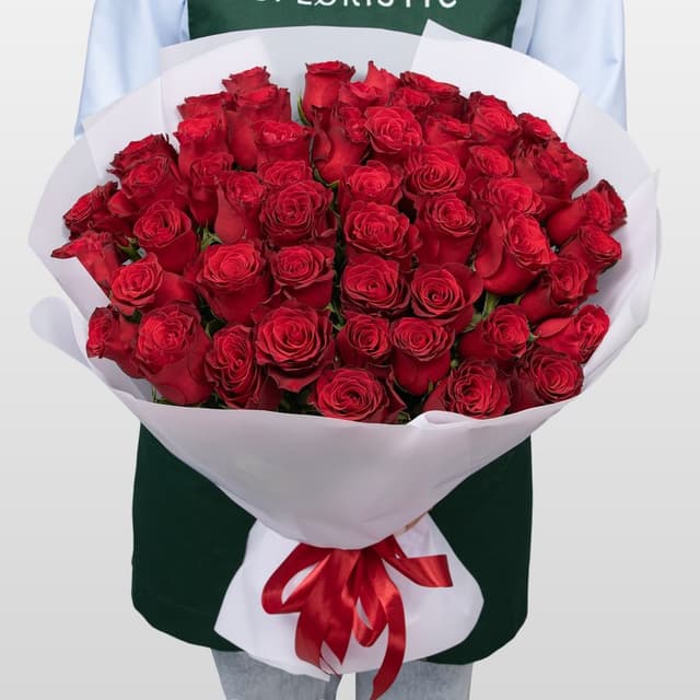 Букет Роз Кения 60 см 51 шт «Вечер в Бордо» Букет Роз Кения 60 см 51 шт «Вечер в Бордо»