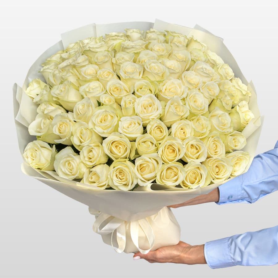 Букет Роз Кения 60 см 75 шт «Эталон чистоты»