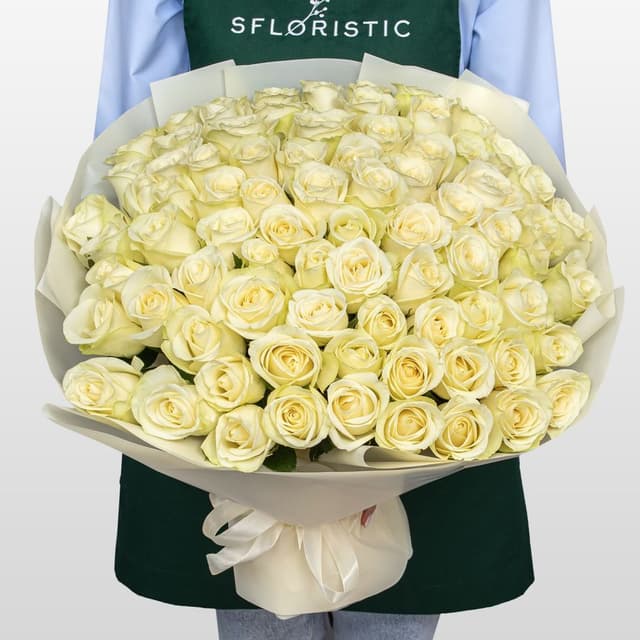 Букет Роз Кения 60 см 75 шт «Эталон чистоты» Букет Роз Кения 60 см 75 шт «Эталон чистоты»