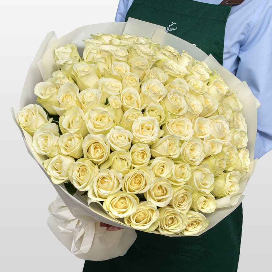 Букет Роз Кения 60 см 75 шт «Эталон чистоты»
