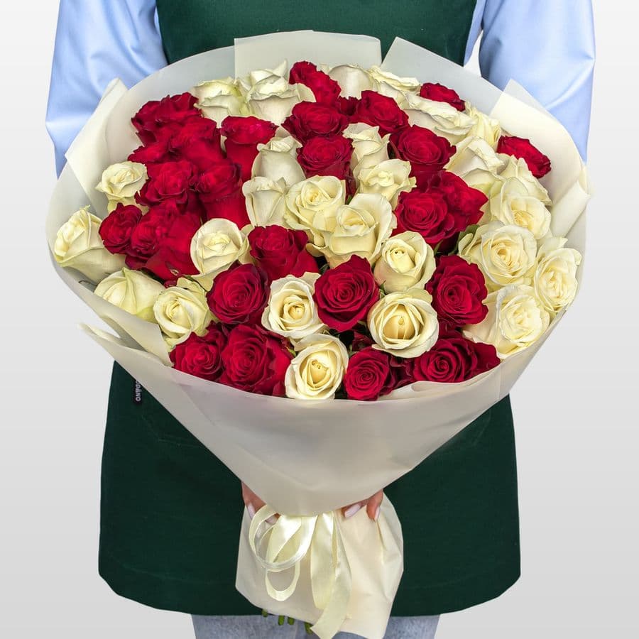 Букет Роз Кения 60 см 51 шт «Идеальная пара»