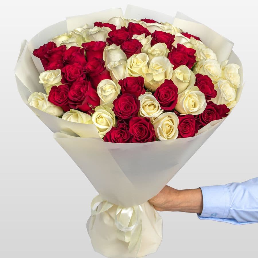 Букет Роз Кения 60 см 51 шт «Идеальная пара»