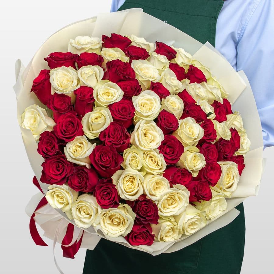 Букет Роз Кения 60 см 75 шт «Теплые слова»