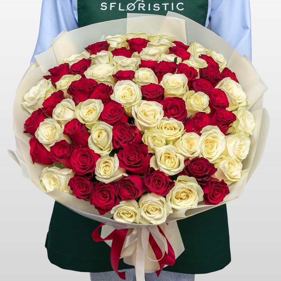 Букет Роз Кения 60 см 75 шт «Теплые слова»