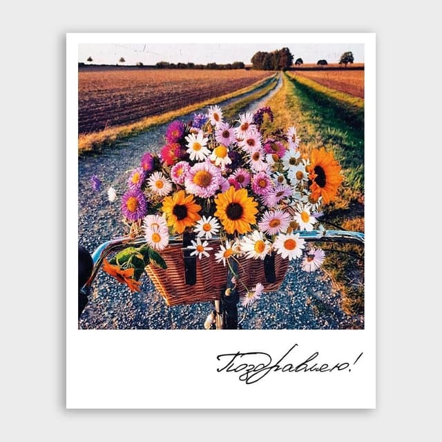 Открытка-фотокарточка с букетом «Поздравляю!» Открытка-фотокарточка с букетом «Поздравляю!»