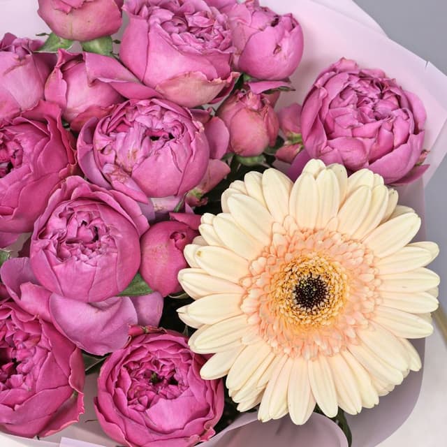 Букет из Кустовых роз и Гермини «Утренний туман» Букет из Кустовых роз и Гермини «Утренний туман»