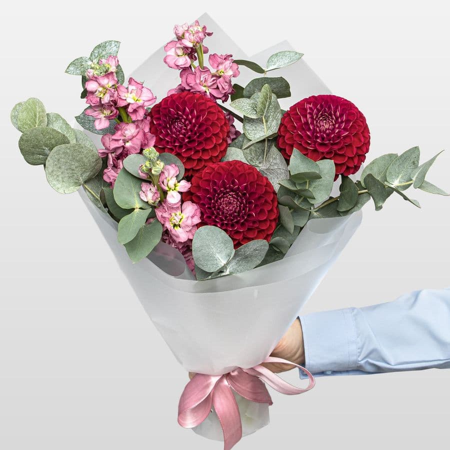 Букет из Георгин и Маттиолы «Вечер в Саду»