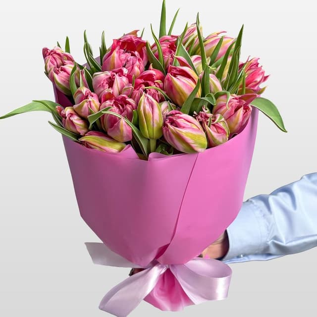 Букет розовых Пионовидных Тюльпанов 25 шт «Шарм Бутона» Букет розовых Пионовидных Тюльпанов 25 шт «Шарм Бутона»