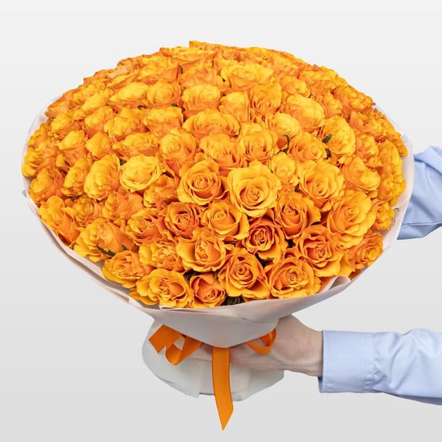 Букет оранжевых Роз Кения 40 см 101 шт «Золото Инков» Букет оранжевых Роз Кения 40 см 101 шт «Золото Инков»